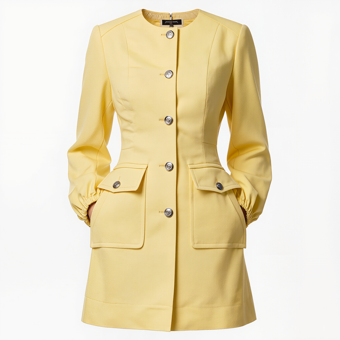 Buttercream Sculpted Longline Blazer Coat