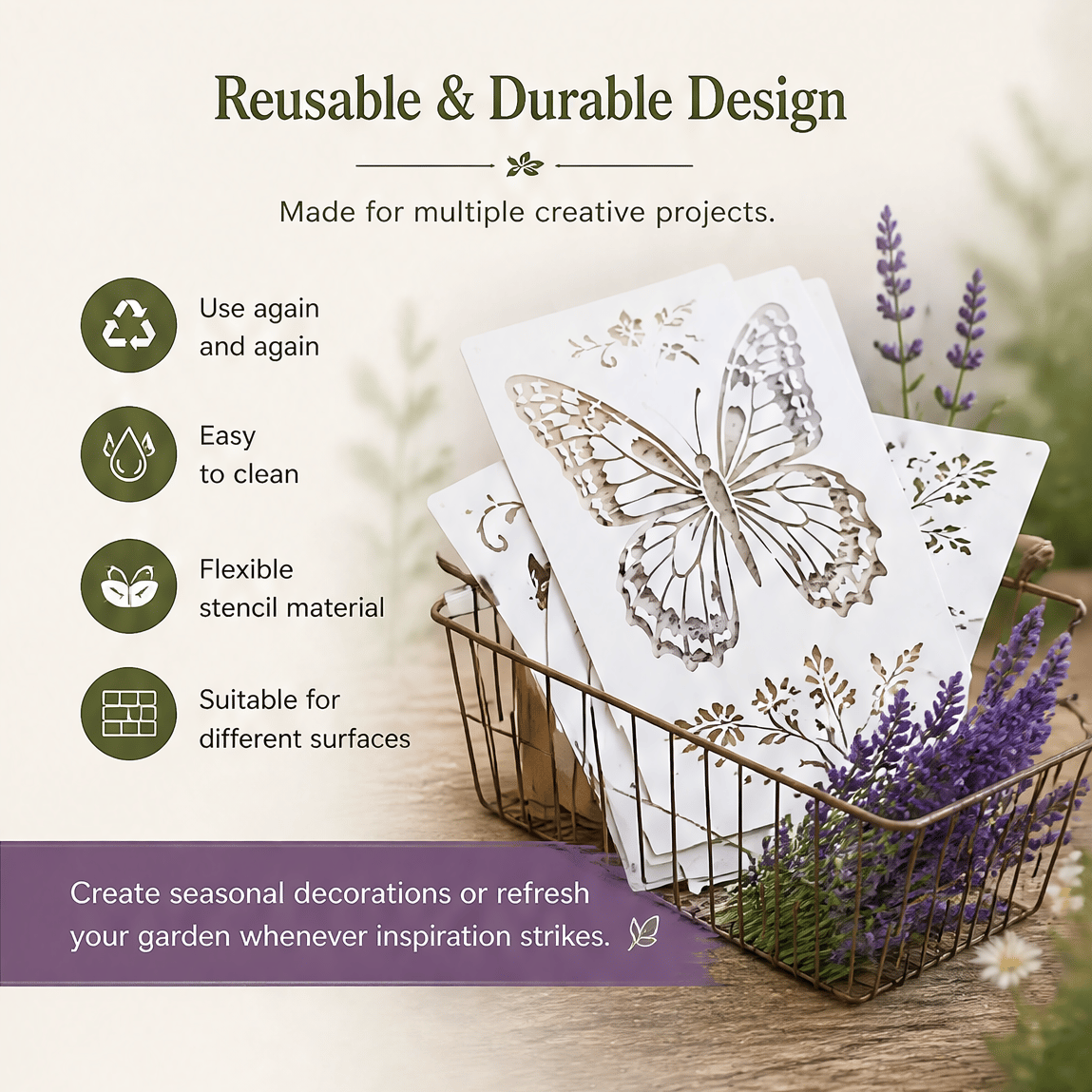 🌿 Garden Wall Stencil. Reusable DIY Kit for Walls. Fences & Patios