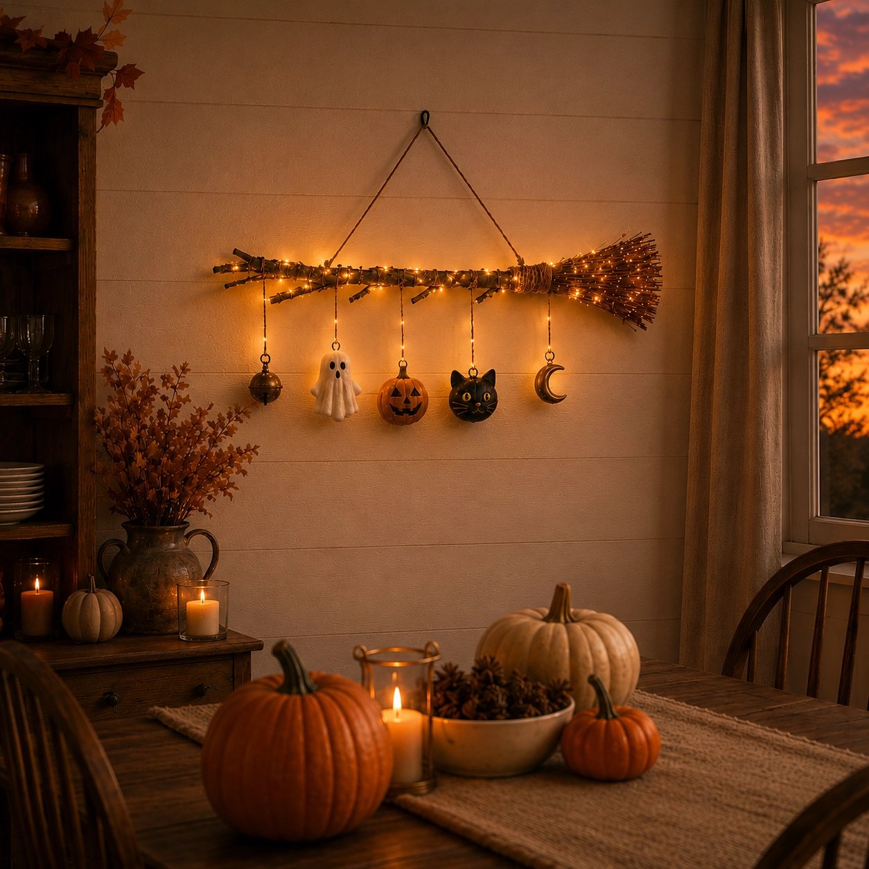 Lighted Fall Broom Wall Hanging 🍂