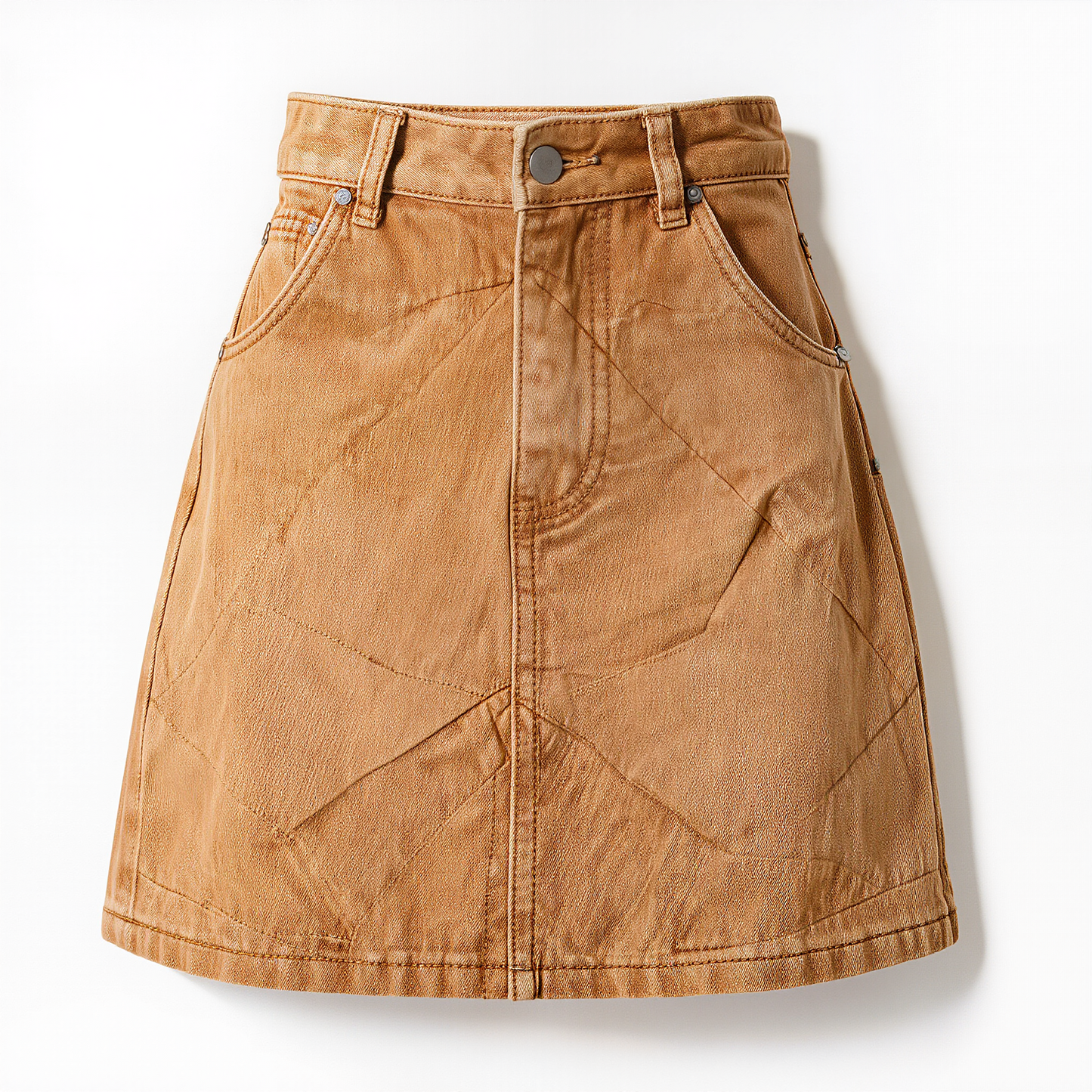 Vintage Washed Denim A Line Mini Skirt