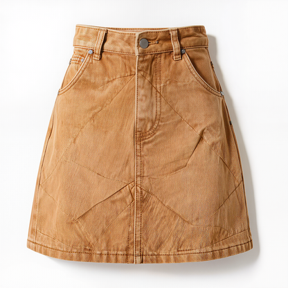 Vintage Washed Denim A Line Mini Skirt