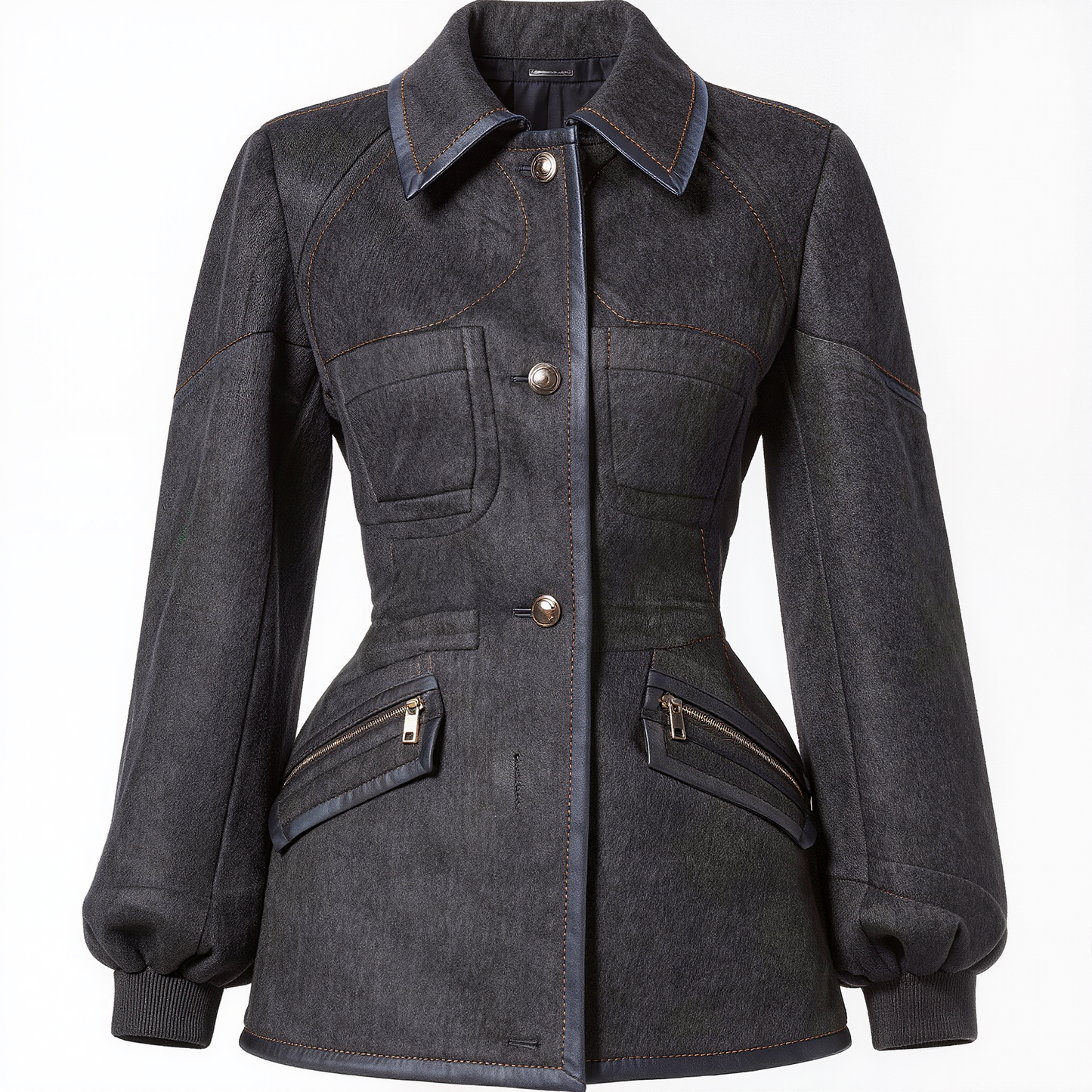 Tailored Denim Peplum Jacket with Biker Pockets
