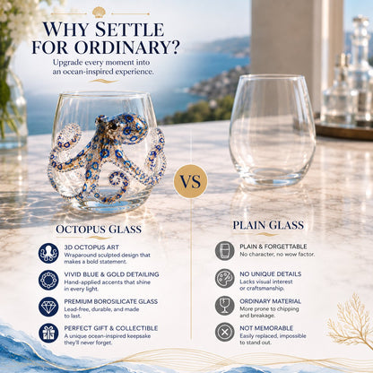 🎉🌊Artisanal Blue Ringed Octopus Glassware