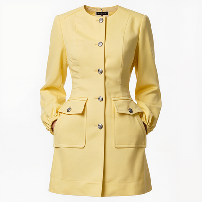 Buttercream Sculpted Longline Blazer Coat