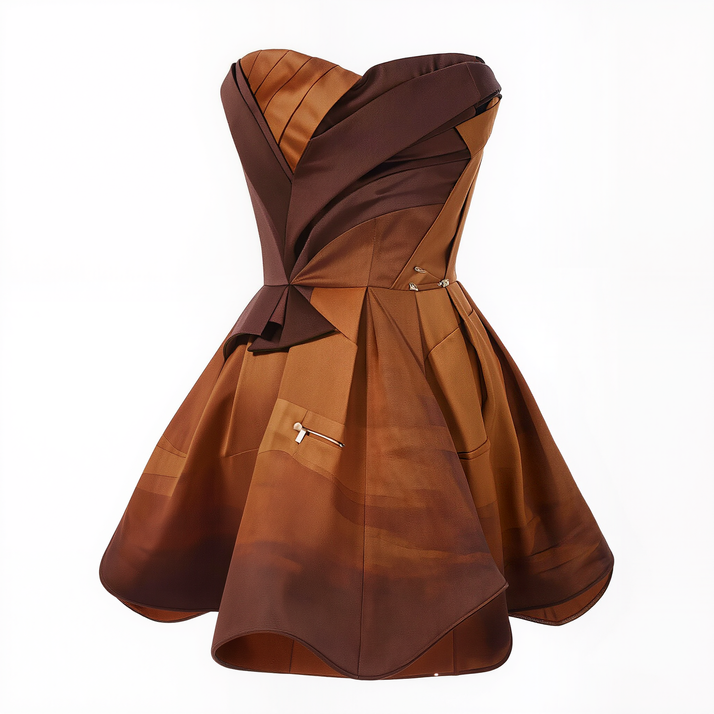 Caramel Twilight Pleated Mini Dress
