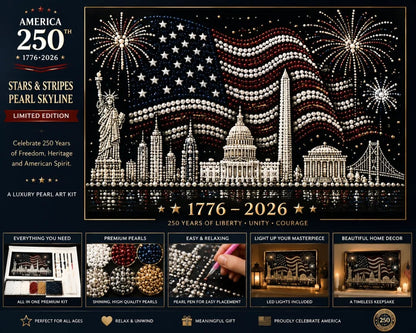 🦅Limited Edition USA 250th Anniversary Handmade Pearl Art Kit – Patriotic Wall Decor