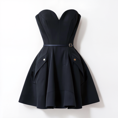 Obsidian Bow Sculpted Strapless Mini Dress