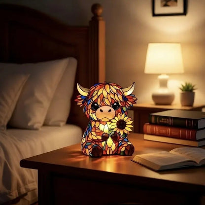 ✨ Creative Highland Cow LED Night Light. Home Cartoon Animal Resin Figurine. Cute Decorative Lamp for Kids' Room & Living Area. Table Bedside Lamp. USB Powered Lamp
