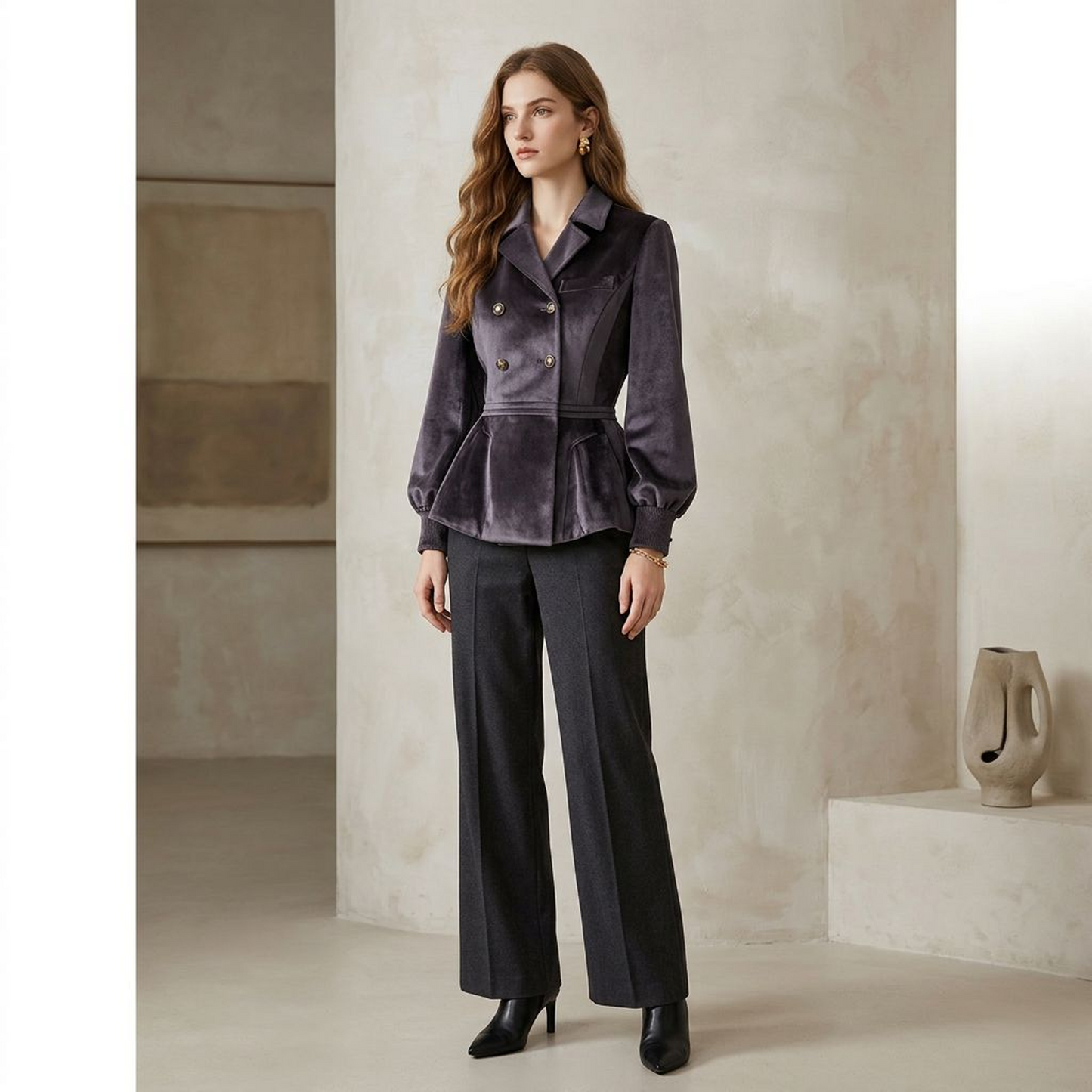 Velvet Dusk Peplum Jacket
