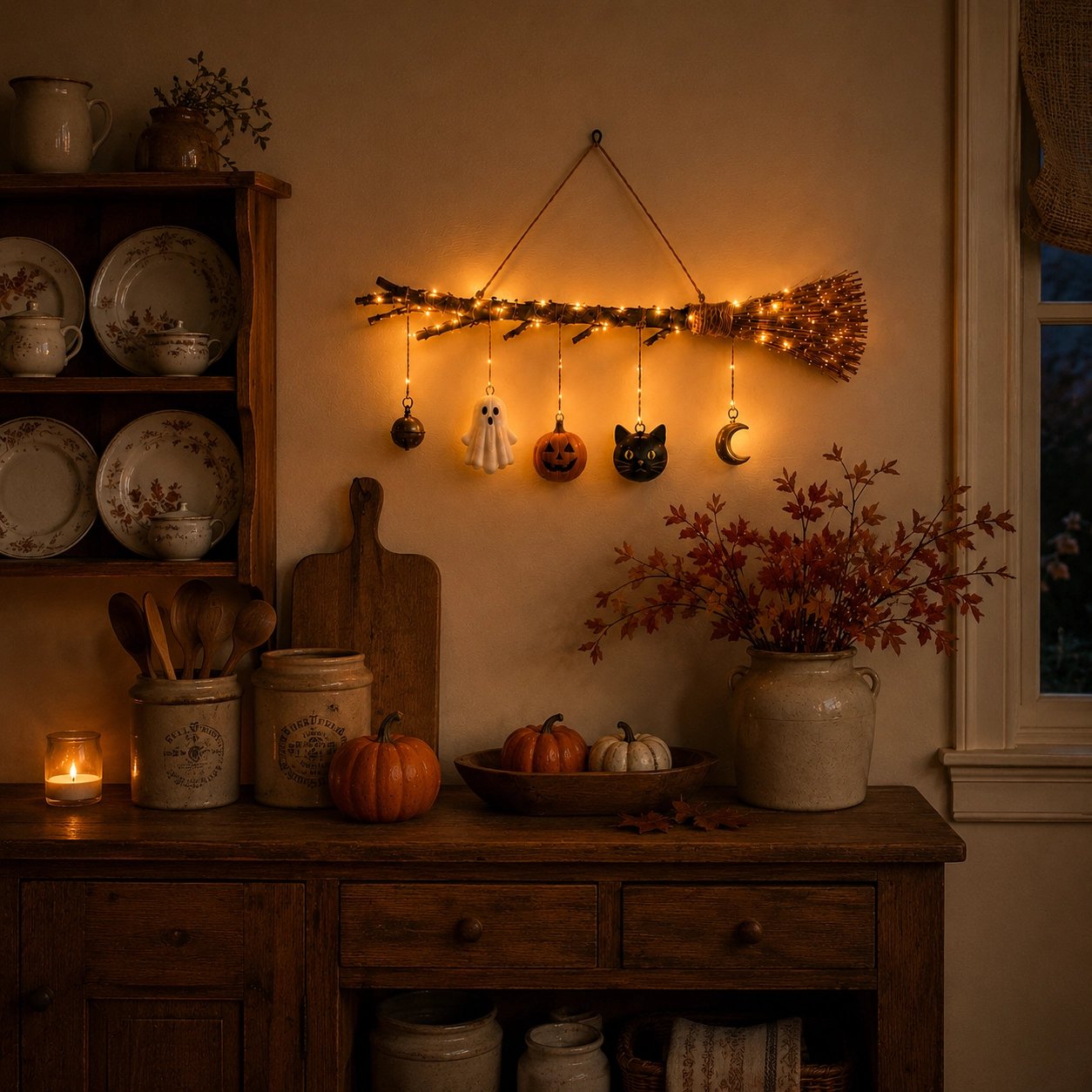 Lighted Fall Broom Wall Hanging 🍂