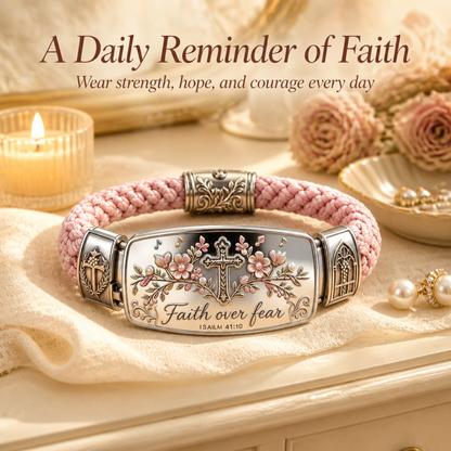 ✝️Faith Over Fear Bracelet – Christian Cross Bracelet Inspired by Isaiah 41:10. Hope. Courage & Divine Strength