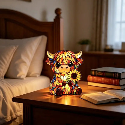 ✨ Creative Highland Cow LED Night Light. Home Cartoon Animal Resin Figurine. Cute Decorative Lamp for Kids' Room & Living Area. Table Bedside Lamp. USB Powered Lamp