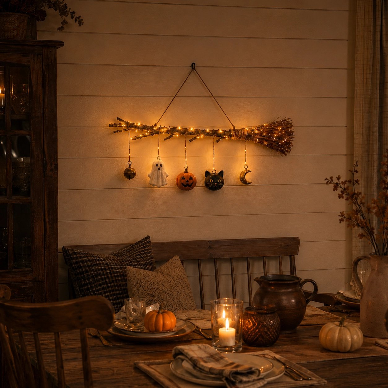 Lighted Fall Broom Wall Hanging 🍂