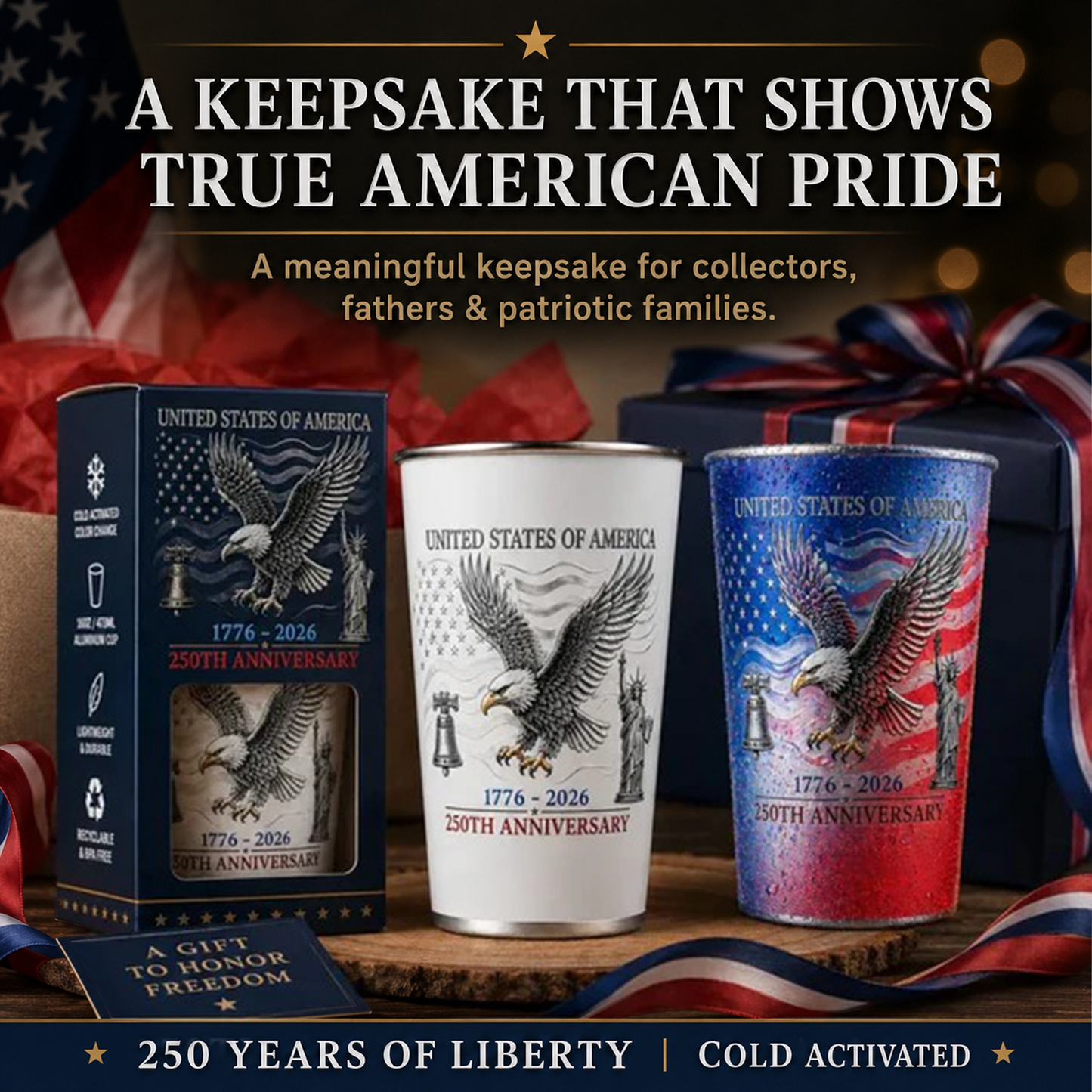 🦅Limited Edition USA 250th Anniversary Color-Changing Cup