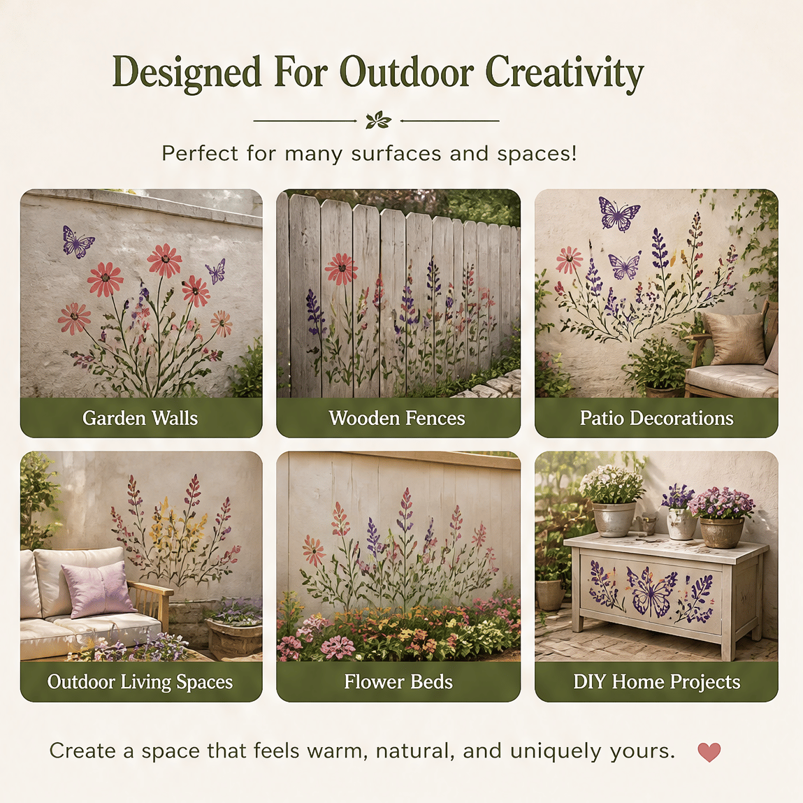 🌿 Garden Wall Stencil. Reusable DIY Kit for Walls. Fences & Patios