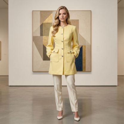 Buttercream Sculpted Longline Blazer Coat
