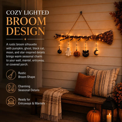 Lighted Fall Broom Wall Hanging 🍂