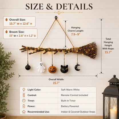 Lighted Fall Broom Wall Hanging 🍂
