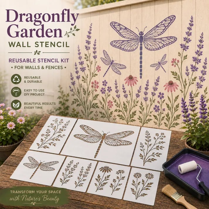 🌿 Garden Wall Stencil. Reusable DIY Kit for Walls. Fences & Patios