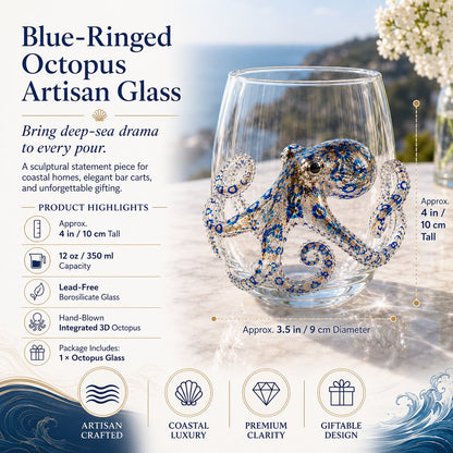 🎉🌊Artisanal Blue Ringed Octopus Glassware