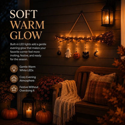 Lighted Fall Broom Wall Hanging 🍂