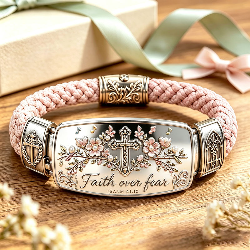 ✝️Faith Over Fear Bracelet – Christian Cross Bracelet Inspired by Isaiah 41:10. Hope. Courage & Divine Strength