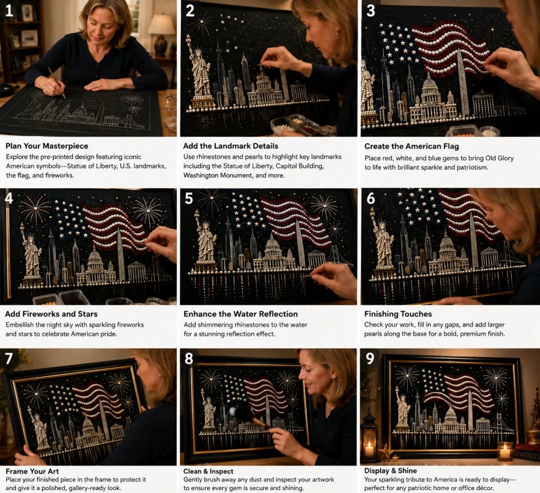 Limited Edition – America’s 250th Anniversary Stars & Stripes Skyline Pearl Art Kit