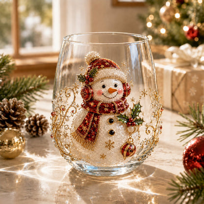 🎄✨ 3D Christmas Glass Art Cup | Luxury Raised Holiday Glassware for Drinks. Decor & Christmas Gifts 🎁