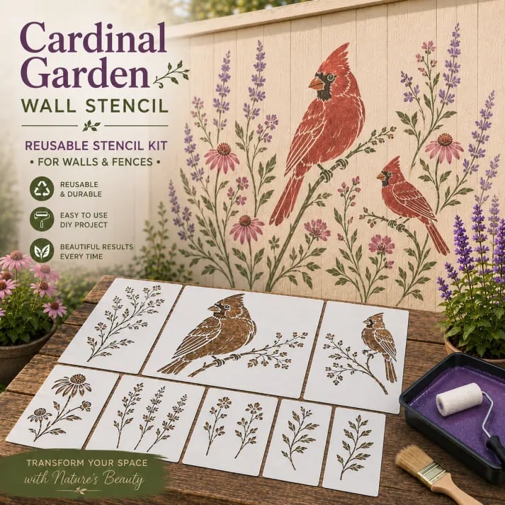 🌿 Garden Wall Stencil. Reusable DIY Kit for Walls. Fences & Patios
