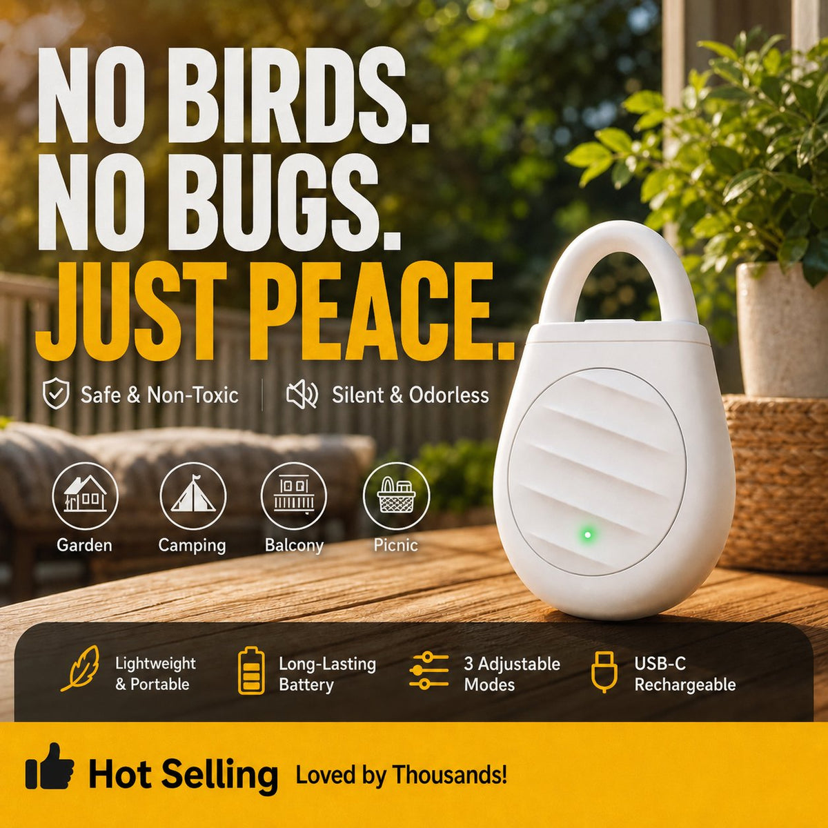 🔥Limited time offer Buy 3 get 2 free！🐦No more trouble from birds. beasts and locusts！Portable Ultrasonic Bird Repellent Keychain