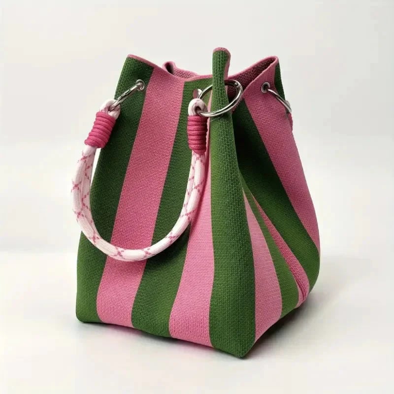 👜🏅Boho Woven Polyester Bucket Bag