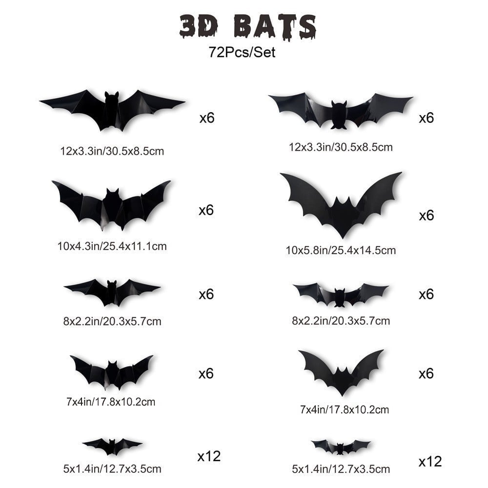 3D LED Glowing Bat Wall Decorations – Halloween Flying Bat Swarm Set