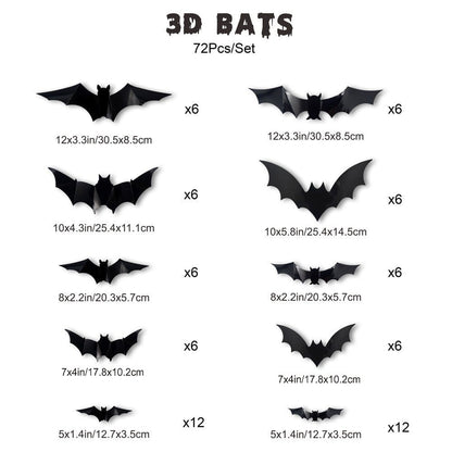 3D LED Glowing Bat Wall Decorations – Halloween Flying Bat Swarm Set