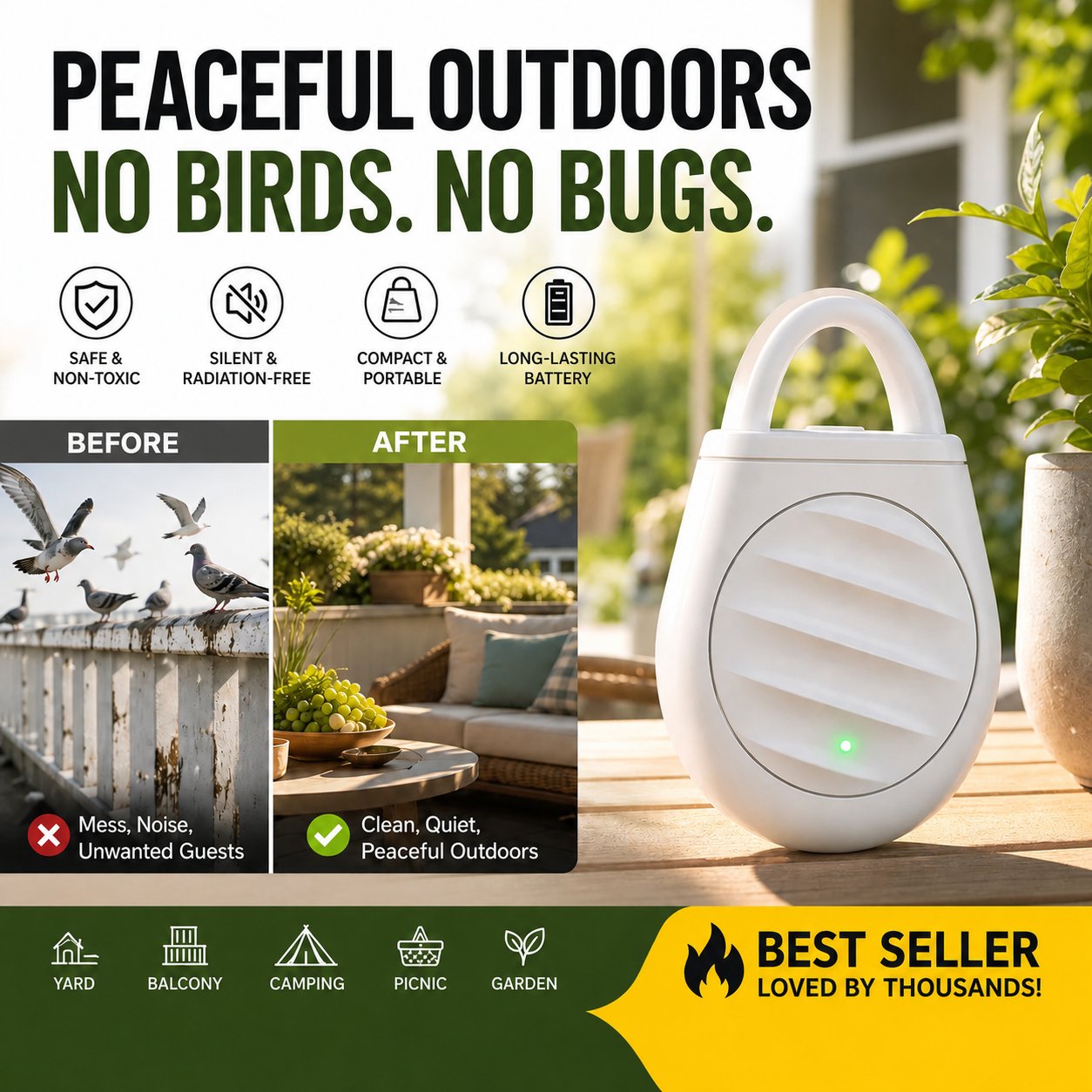 🔥Limited time offer Buy 3 get 2 free！🐦No more trouble from birds. beasts and locusts！Portable Ultrasonic Bird Repellent Keychain