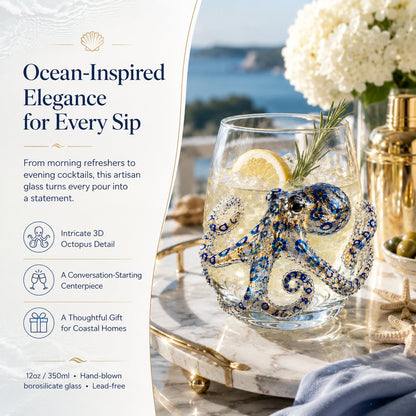 🎉🌊Artisanal Blue Ringed Octopus Glassware